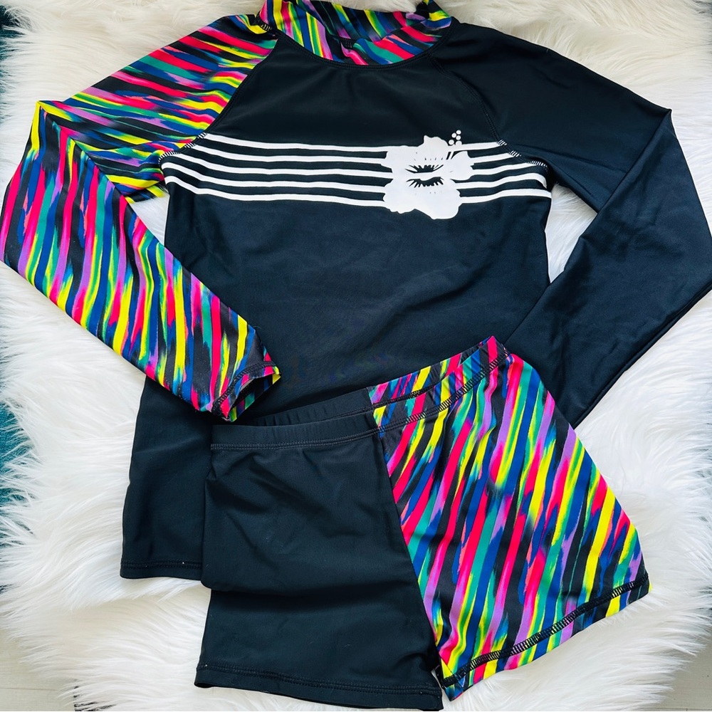 Kids 1234 Long Sleeve Rashguard Sun Protection Swim Set, 8-10